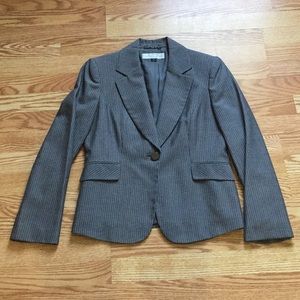 Charcoal Gray Pinstriped Suit Jacket / Blazer